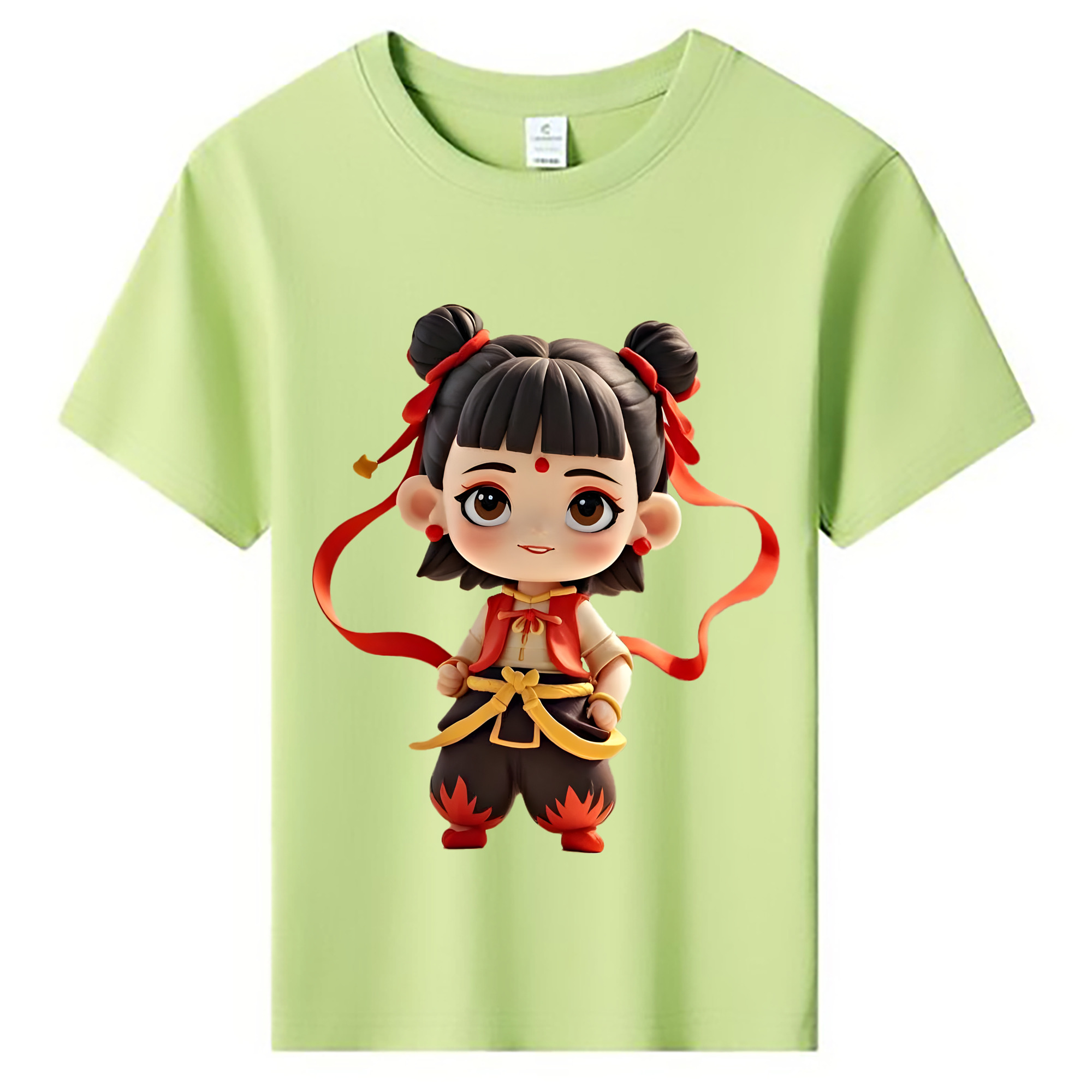 （画像用） Ne Zha 2 ナタ 魔童の大暴れ 綿100％キッズTシャツ（フロントプリント）